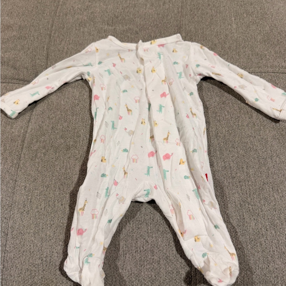 Magnetic Me White Footed One-Piece with Pink, Yellow and Teal Animal Prints